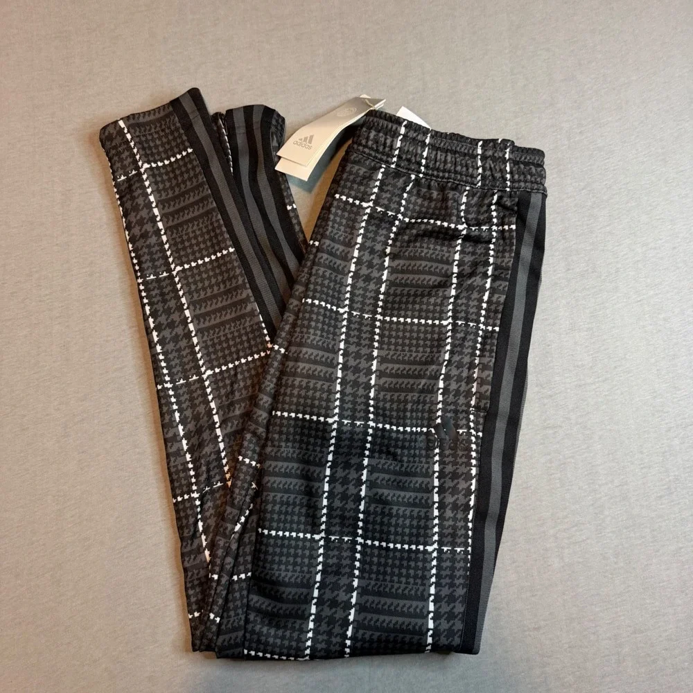 Adidas M Tiro Tartan Pants Grey Five Plaid Soccer Track Pants HF2236 Mens Small